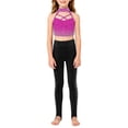 thumbnail image 1 of Hansber Kids Girls Figure Skating Rhinestones Outfit Sparkle Gymnastics Dance Crop Tops with Pants Set Hot Pink 8, 1 of 5