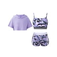 thumbnail image 1 of Hansber Kids Girls Gymnastics Outfit Sport Tracksuit Short Sleeve Crop Hoodie Camisole Top with Purple 8, 1 of 5