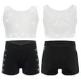 thumbnail image 1 of Hansber Kids Girls Gymnastics Outfits Sparkle Star Rhinestones Crop Top with Dance Shorts Set Activewear White Black 14, 1 of 8