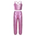 thumbnail image 1 of Hansber Kids Girls Hip Hop Dance Outfits Metallic Camisole  Crisscross Strappy Back Crop Top and Shiny Pants Pink 10, 1 of 5