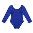 thumbnail image 1 of Hansber Kids Girls Long Sleeve Round Neck Ballet Leotards Dance Gymnastics Training Bodysuit Dancewear Dark Blue 12, 1 of 6