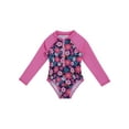 thumbnail image 1 of Hansber Kids Girls Long Sleeves Printed Zippered Rashguard One-Piece Swimsuit Swimwear Bathing Suit Rose Red 8, 1 of 7
