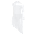 thumbnail image 1 of Hansber Kids Girls Lyrical Dance Dress Gymnastics Skirted Leotard Long Sleeve Asymmetrical Modern Dance Dress White 6, 1 of 5