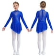 thumbnail image 1 of Hansber Kids Girls Rhinestones Mesh Splice Figure Ice Skating Gymnastics Leotard Dress Ballet Dancewear Blue 12, 1 of 6