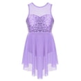 thumbnail image 1 of Hansber Kids Girls Sequins Criss-Cross Back Irregular Hem Ballet Modern Lyrical Dance Dress Lavender 16, 1 of 6