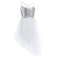 thumbnail image 1 of Hansber Kids Girls Sequins Gymnastics Camisole Leotard Ballet Tutu Dress Ballerina Dance Performance Wear Ivory 9-10, 1 of 6