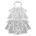 thumbnail image 1 of Hansber Kids Girls Sequins Modern Jazz Latin Ballet Dance Leotard Dress Stage Performance Dancewear Silver 14, 1 of 7