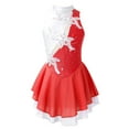 thumbnail image 1 of Hansber Kids Girls Shiny Floral Sleeveless Roller Figure Ice Skating Leotard Dress Ballet Dance Tutu Burgundy 10, 1 of 7