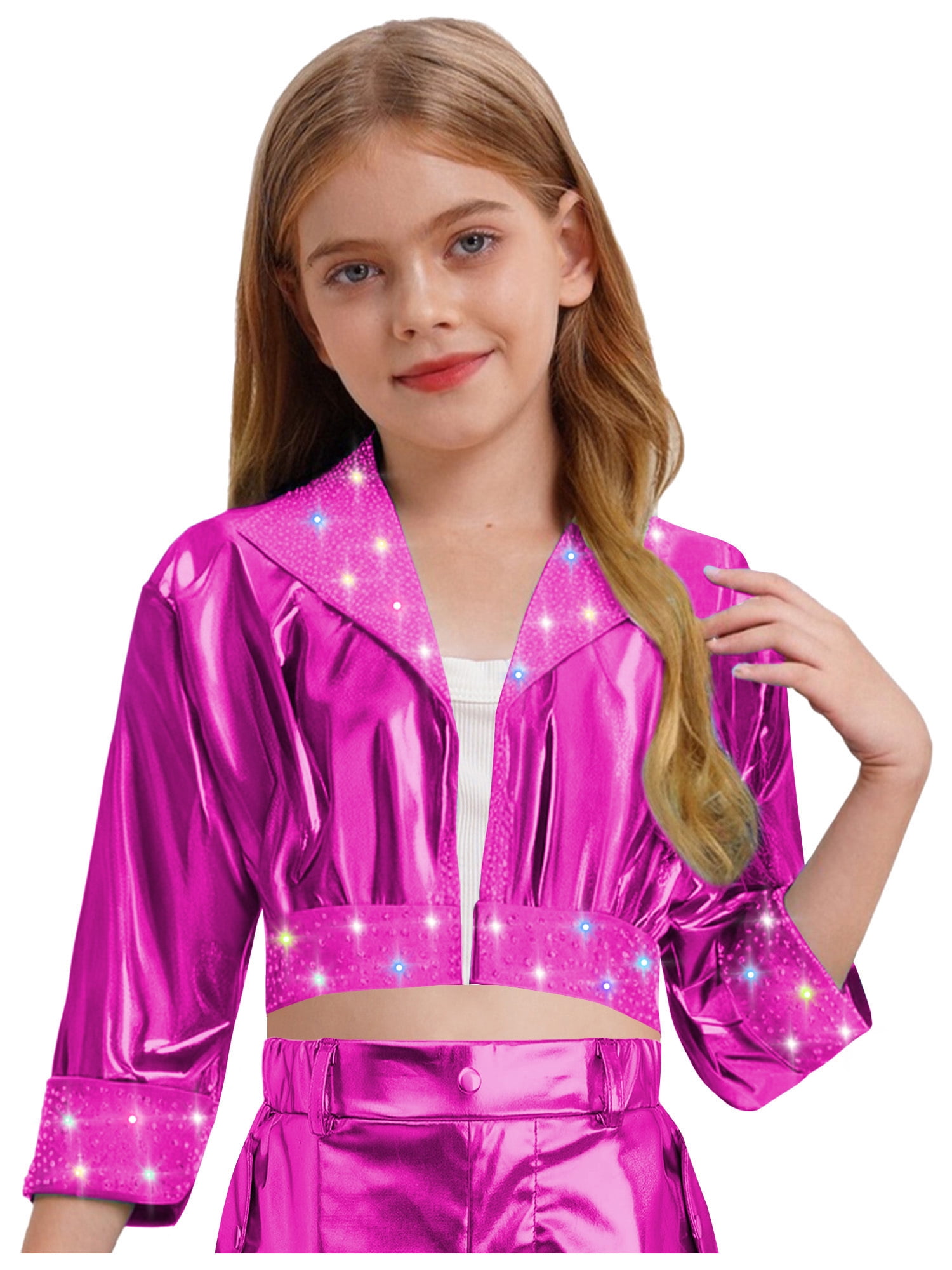 d.i.a PARTY GIRL ラメジャケット Hansber Kids Girls Shiny Metallic Long Sleeve Jacket Hip Hop Jazz