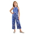 thumbnail image 1 of Hansber Kids Girls Shiny Sequins Jumpsuit Halter Neck Sleeveless Wedding Evening Pageant Party Rompers Royal Blue 8, 1 of 7