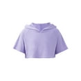 thumbnail image 1 of Hansber Kids Girls Short Sleeve Hooded Crop Top Solid Color Short Hooded Sweatshirt Stage Performance Lavender 16, 1 of 7