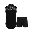 thumbnail image 1 of Hansber Kids Girls Sleeveless Gymnastic Leotard Ballet Dance Tank Top and Booty Shorts Workout Suit Black 3XL, 1 of 6
