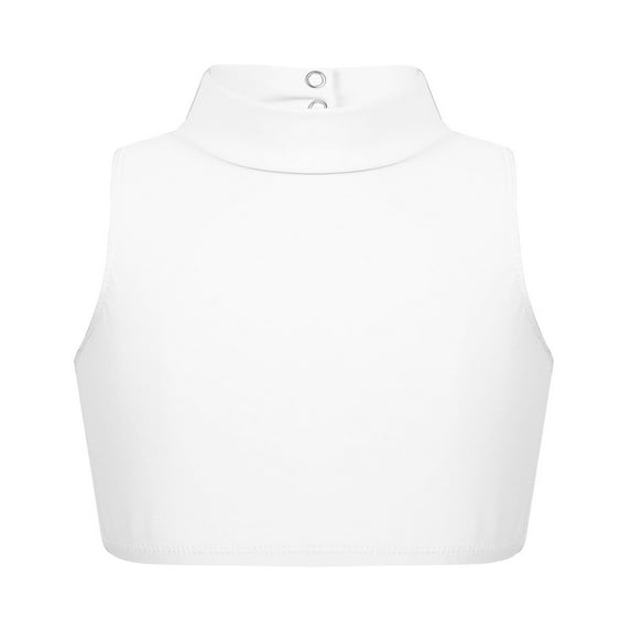 Hansber Kids Girls Sleeveless Mock Neck Dance Crop Tops Criss Cross Back Sports Bra Tanks Tops Ivory 6