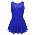 thumbnail image 1 of Hansber Kids Girls Sparkly Rhinestone Figure Ice Skating Roller Skating Ballet Dance Leotard Dress Blue 14, 1 of 7