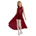 thumbnail image 1 of Hansber Kids Girls Sparkly Sequin Jumpsuit Sleeveless Romper Dress Wedding Prom Dance Party Pageant Gown Burgundy 6, 1 of 7