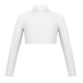 thumbnail image 1 of Hansber Kids Girls Sportswear Athletic Long Sleeve Stretch Short Mock Neck T-Shirt Crop Top Workout Ivory 14, 1 of 5