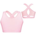 thumbnail image 1 of Hansber Kids Girls Stretch Sports Bra Girls Training Bra Crop Tank Top Cami for Children Racer Back Top Vest Pink 16, 1 of 6