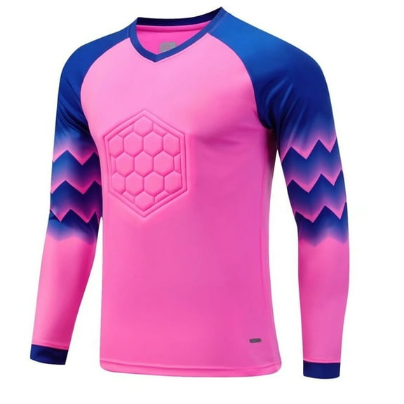 Hansber Kids Padded Goalkeeper Jersey Goalie Shirt Boys Football Sports Team Training Uniform Hot Pink M