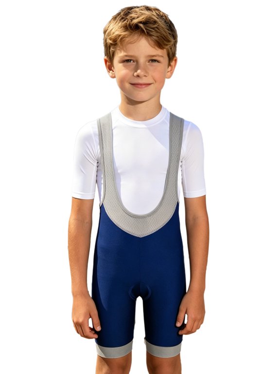 Lightweight Padded Kids Cycling Bib Shorts for Boys Youth Bicycle Riding Practice Sports Training Navy Blue 10