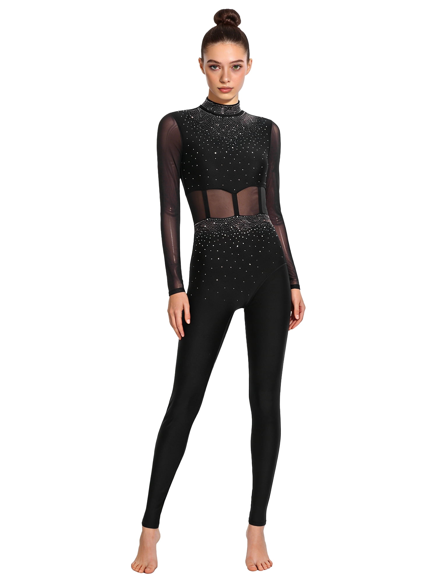 Unitard Hansber Long Sleeve Gymnastics Leotards for Women Full Bodysuit Ballet ...