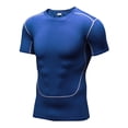 thumbnail image 1 of Hansber Man's Short Sleeve Sun Protective Swimming Shirts Surf Dive Rashguard Top Workout T Shirts Blue L, 1 of 7