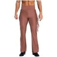 thumbnail image 1 of Hansber Men High Waist Fringe Flared Pants Ballroom Dance Pants Modern Dance Pants Disco Trousers Dusty Pink M, 1 of 7