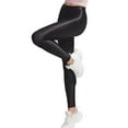 thumbnail image 1 of Hansber Men Women Active Yoga Leggings Shiny Metallic Pants Workout Cycling Running Tights Black L, 1 of 3