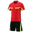 thumbnail image 1 of Hansber Men's 2Pcs Referee Jersey Uniform Short Sleeve Pro Referee Shirt and Shorts Basketball Red L, 1 of 4