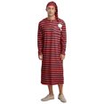 thumbnail image 1 of Hansber Men's Pajama Set 2Pcs Long Sleeve Striped Nightshirt with Sleeping Cap Nightwear Red Black L, 1 of 5