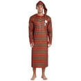 thumbnail image 1 of Hansber Men's Pajama Set 2Pcs Long Sleeve Striped Nightshirt with Sleeping Cap Nightwear Red&Green L, 1 of 6