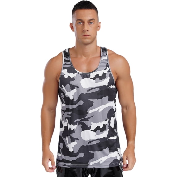 Hansber Men's Sleeveless Shirt Tank Tops Undershirt Muscle Tee Tops Gym Workout Athletic Bodybuilding Gray L