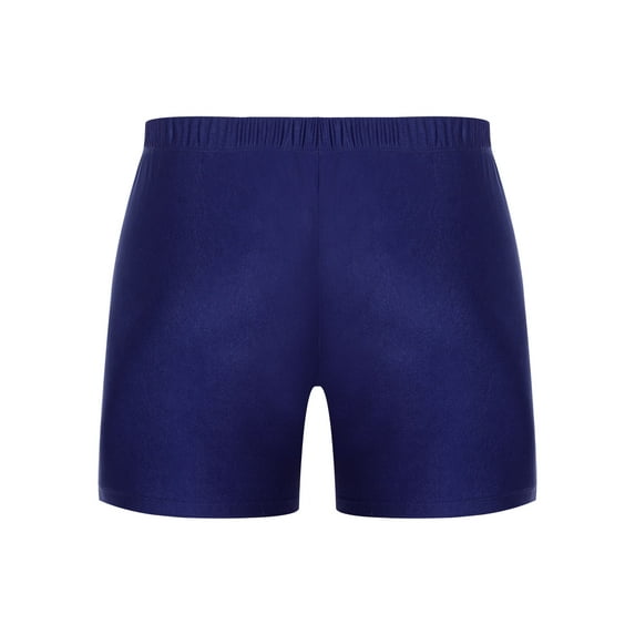 Hansber Men's Solid Color Gymnastics Sports Shorts Elastic Waistband Performance Training Bottoms Navy Blue L