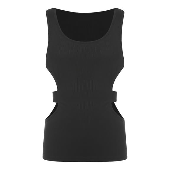 Hansber Men's Tank Top Hollow Out Workout Muscle Tank Top Rave Vest Clubwear Black B XL