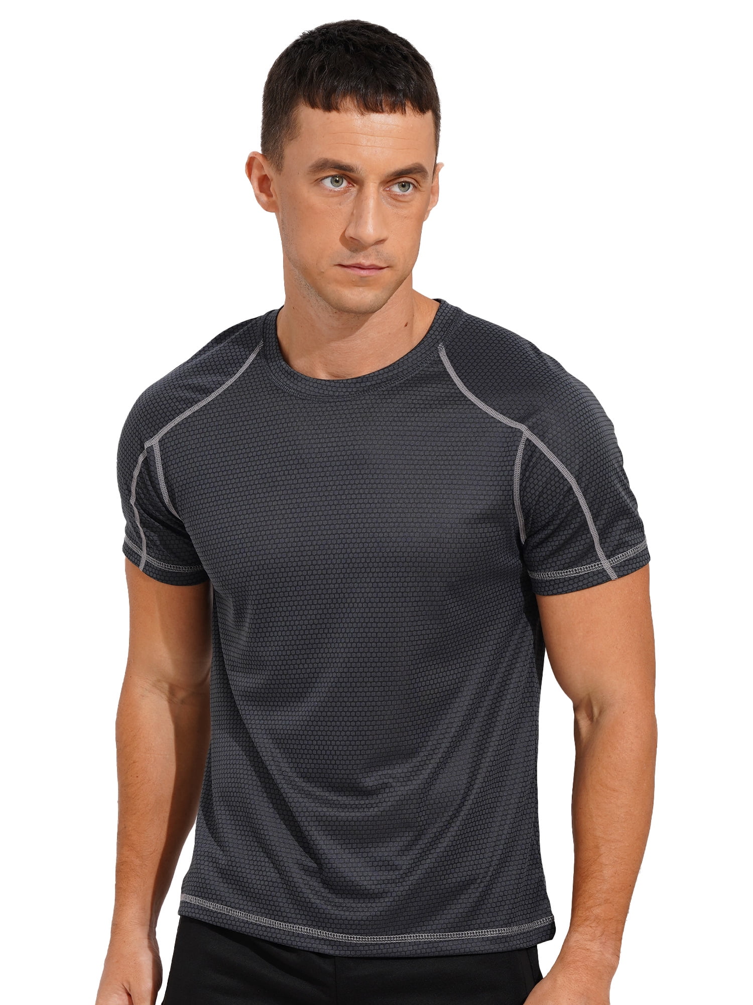 Hansber Men's UPF 50+ Rash Guard Swim Shirt Short Sleeve Rash Vest ...
