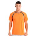 thumbnail image 1 of Hansber Men's Workout Athletic Shirt Short Sleeve Gym Top Breathable Quick Dry Base Layers Sports Orange S, 1 of 5