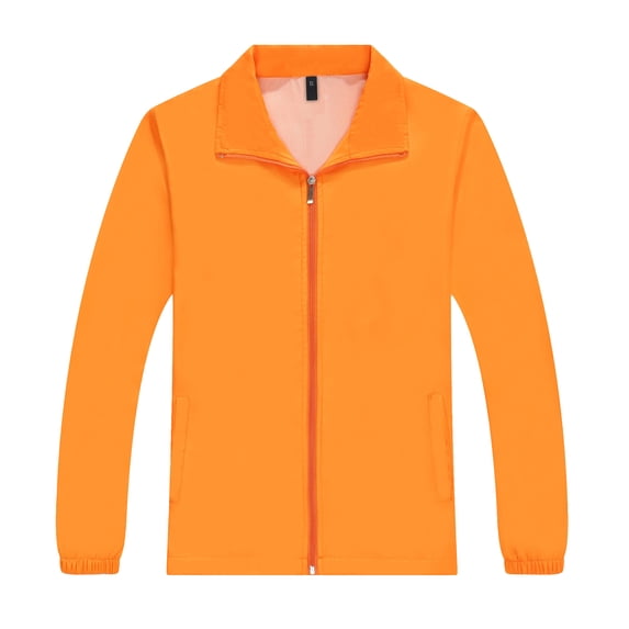 Hansber Mens Windproof Volunteer Jacket Lightweight Full Zip Windbreaker Workout Running Coat with Pockets Orange XL