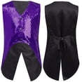 thumbnail image 1 of Hansber Sequins Dance Vest Tops for Boys Jazz Hip-hop Dance Jacket Sparkly Waistcoat Disco Party Dress Up Purple 10, 1 of 4
