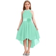 thumbnail image 1 of Hansber Sleeveless Wedding Flower Girls Dress High-Low Pleated Chiffon Junior Bridesmaid Dresses Formal Party Gowns Mint Green 8, 1 of 7