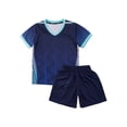 thumbnail image 1 of Hansber Soccer Uniforms for Kids Boys Football Jersey V Neck Practice T Shirt and Sport Shorts Set Navy Blue XS, 1 of 6