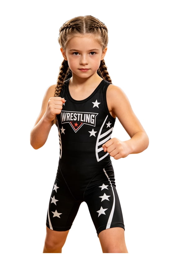 Sports Kids Wrestling Singlet Youth Girls Athletic Boxing MMA Performance Powerlifting Singlets Black 6