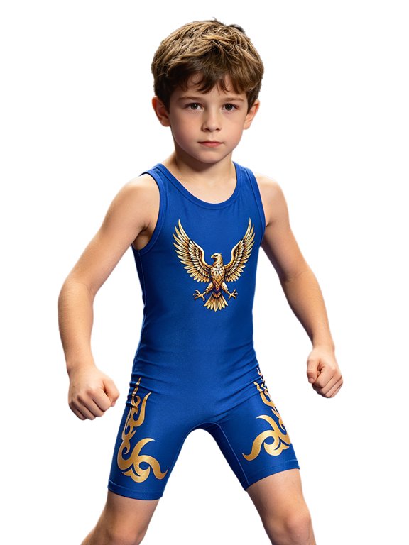 Standard Singlet for Kids Powerlifting Jumpsuit Wrestling Bodysuit Powerlift Suspenders Suit Blue 8