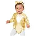 thumbnail image 1 of Hansber Toddler Baby Girls Shiny Metallic Long Sleeve Romper with Bow Headband for Birthday Party Outfit Gold 6-12M, 1 of 7