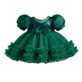 thumbnail image 1 of Hansber Toddler Girls Sequin Tutu Princess Dress Kids Wedding Party Tiered Frilly Tulle Pageant Dress Green 80, 1 of 6
