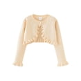 thumbnail image 1 of Hansber Toddler Girls Spring Cardigan Sweater Flower Ruffle Long Sleeve Bolero Shawls Single-Button Champagne 90, 1 of 5