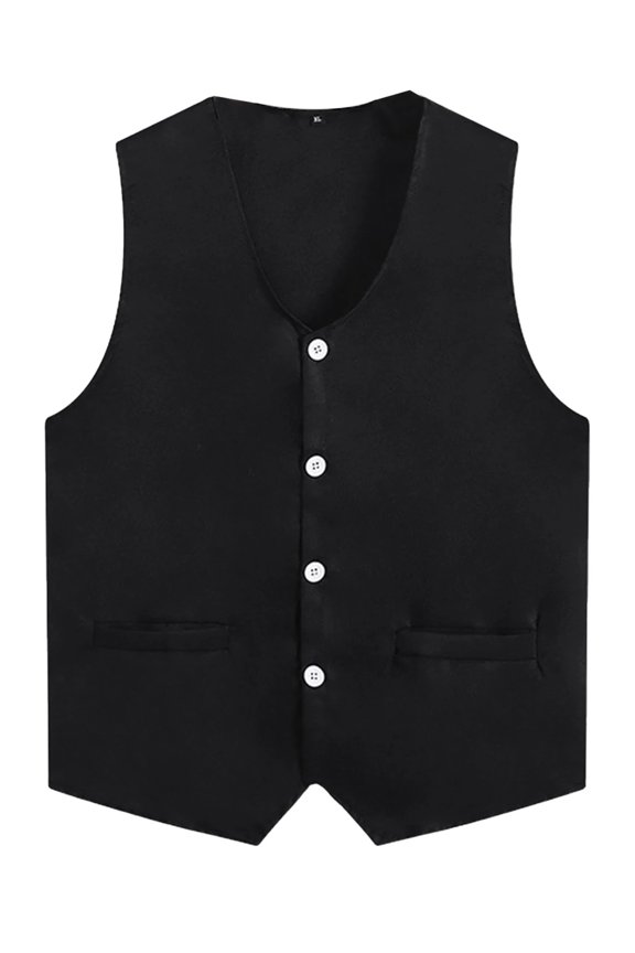 Unisex Adults Solid Color Volunteer Activity Uniform Vest Waiter Bartender Waistcoat for Women Men Black M