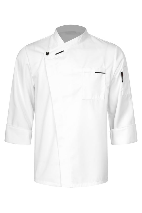 Unisex Men's Chef Jacket Food Service Chef Coat Restaurant Kitchen Work Uniform Cook Shirts White Long Sleeve 3XL