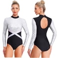 thumbnail image 1 of Hansber Women Rhythmic Gymnastic Leotard Sequin Figure Bodysuit Cutout Back Ballerina Dance Outfits White S, 1 of 6
