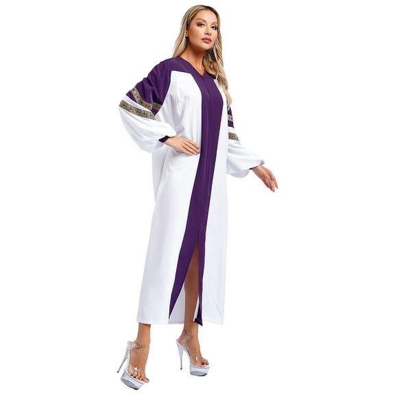 Hansber Women's Church Clergy Dress Loose Choir Robe Minister Maxi Dress Priest Preacher Dresses Purple XL