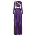thumbnail image 1 of Hansber Women's Praise Dance Outfit Long Sleeve Worship Dance Dress with Celebration of Spirit Palazzo Pants Purple S, 1 of 7
