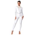 thumbnail image 1 of Hansber Women's Rhinestone Long Sleeve Gymnastics Leotard Ballet Dance Unitard Full Bodysuit Figure Ice Skating Jumpsuit White XXL, 1 of 5